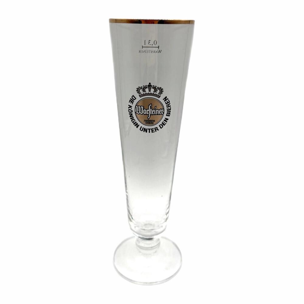 Warsteiner Stemmed Fluted Pilsner Beer Glass with Gold Rim